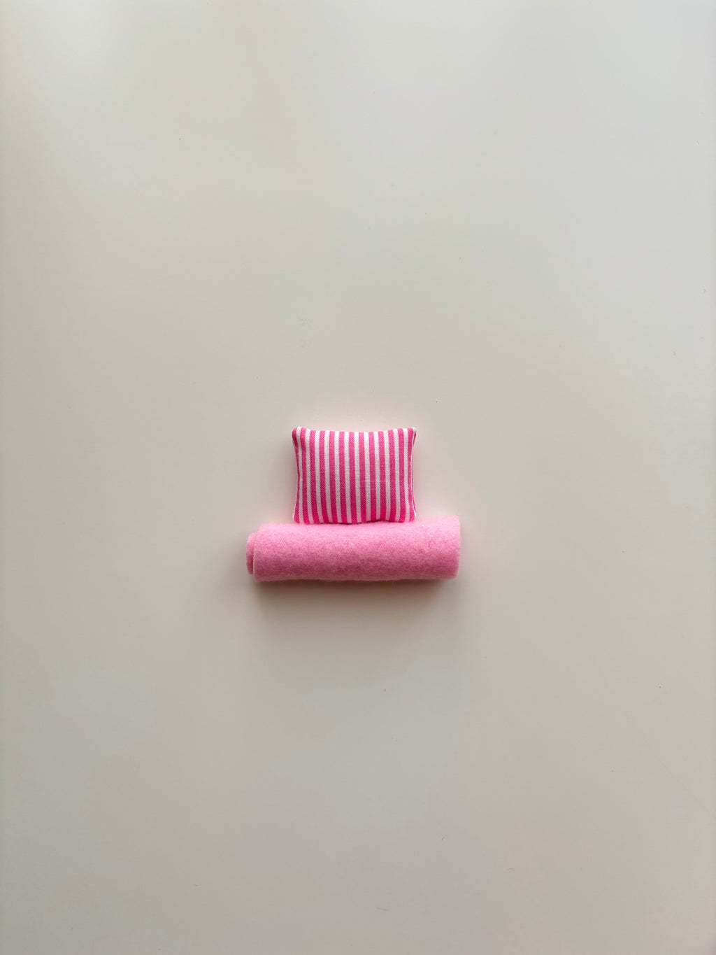 MINIATURE PILLOW & BLANKY | SOFT PINK STRIPES |
