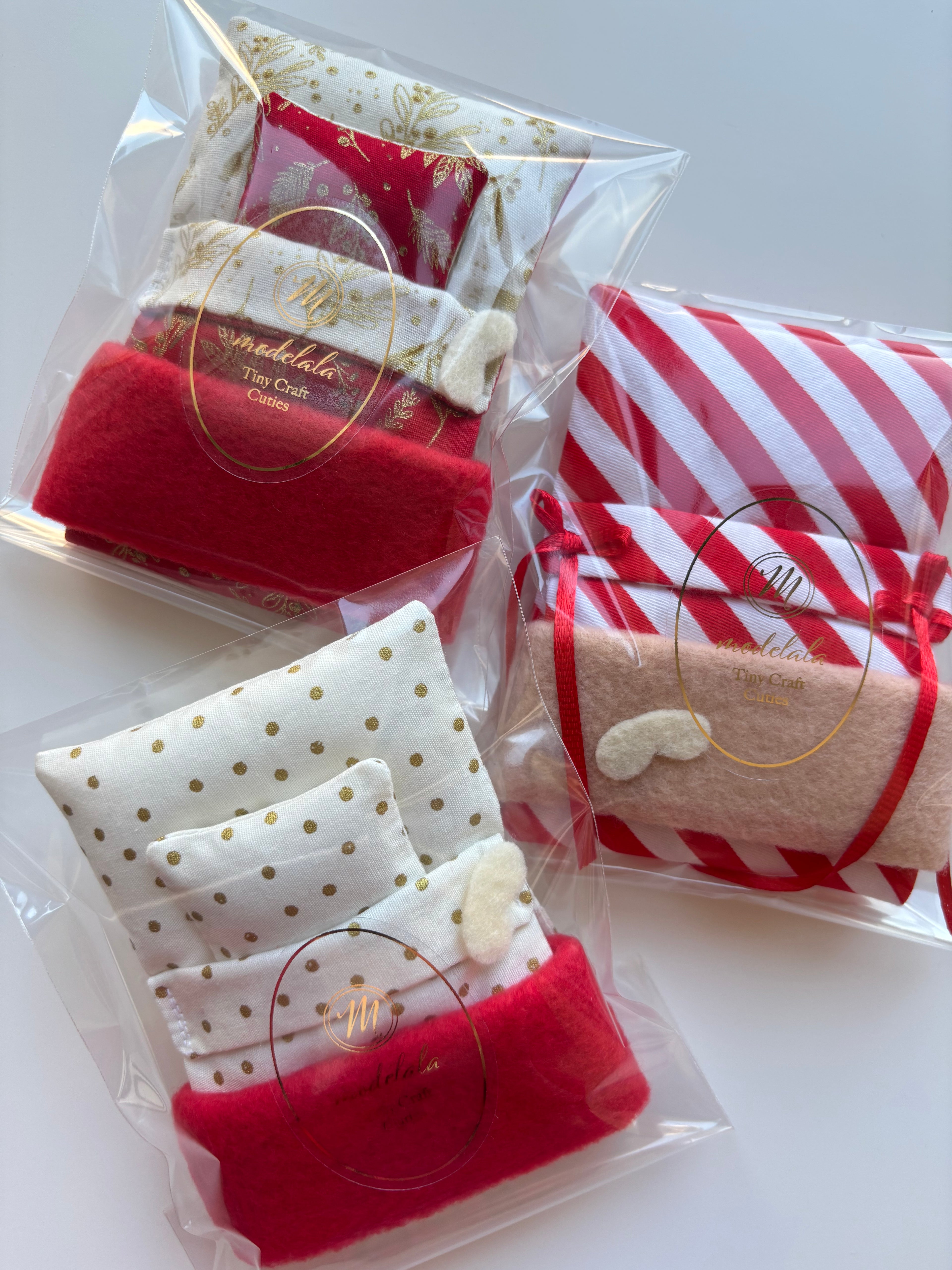 SET OF 3: 3x Sleeping Set for Sylvanian Babies | XMAS + DOTS + STRIPES |